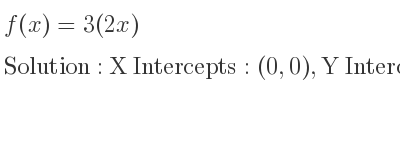 The f(x)=3(2x) is X Intercepts: (0,0),Y Intercepts: (0,0)